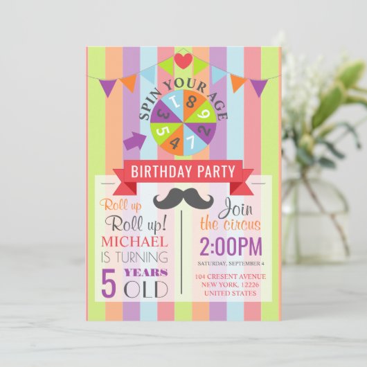  Circus Poster Kindergeboortedag Kaart (Staand voorkant)