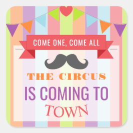 Circus Poster Kindergeboortedag Vierkante Sticker