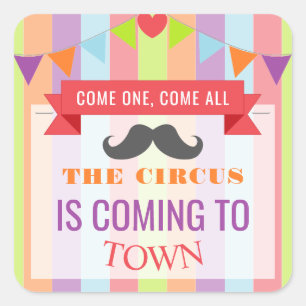  Circus Poster Kindergeboortedag Vierkante Sticker
