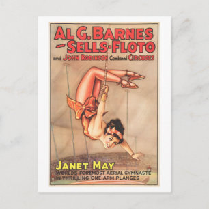  Circus Poster: Luchtgymnaste Janet May Briefkaart