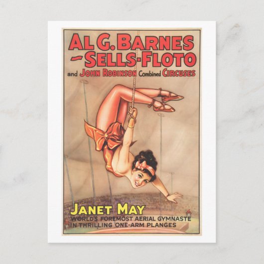  Circus Poster: Luchtgymnaste Janet May Briefkaart (Voorkant)