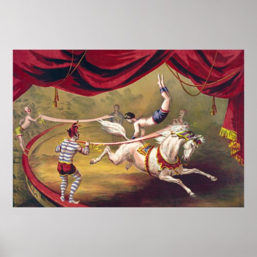 Circus poster met acrobaat die op paard presteert (Voorkant)