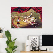 Circus poster met acrobaat die op paard presteert (Thuiskantoor)