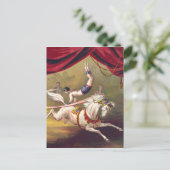 Circus poster met acrobaat die op paard presteert briefkaart (Staand voorkant)