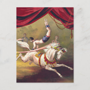 Circus poster met acrobaat die op paard presteert briefkaart