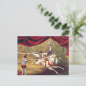 Circus poster met acrobaat die op paard presteert briefkaart (Staand voorkant)