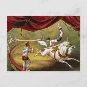 Circus Poster met Acrobat op paard. Briefkaart