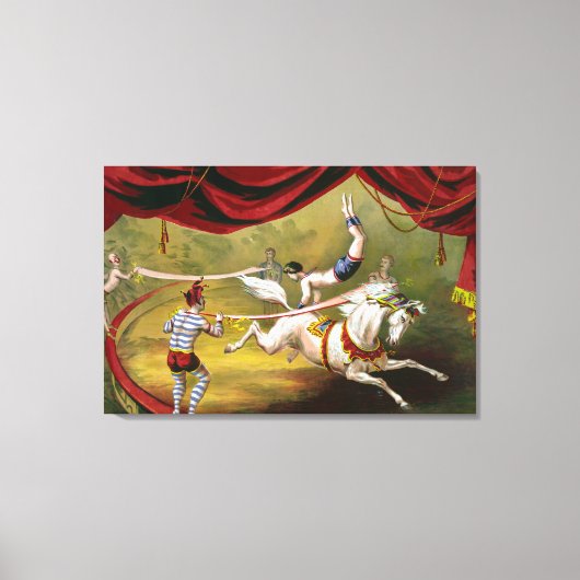 Circus Poster met Acrobat op paard. Canvas Afdruk (Voorkant)