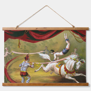 Circus Poster met Acrobat op paard. Hangend Wandkleed