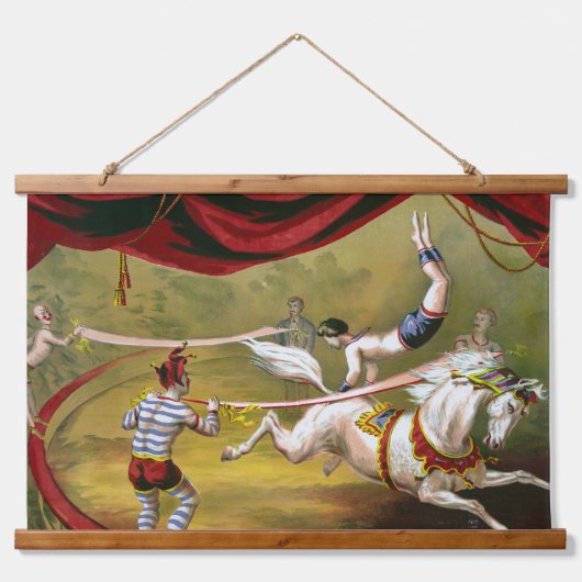 Circus Poster met Acrobat op paard. Hangend Wandkleed (Voorkant)