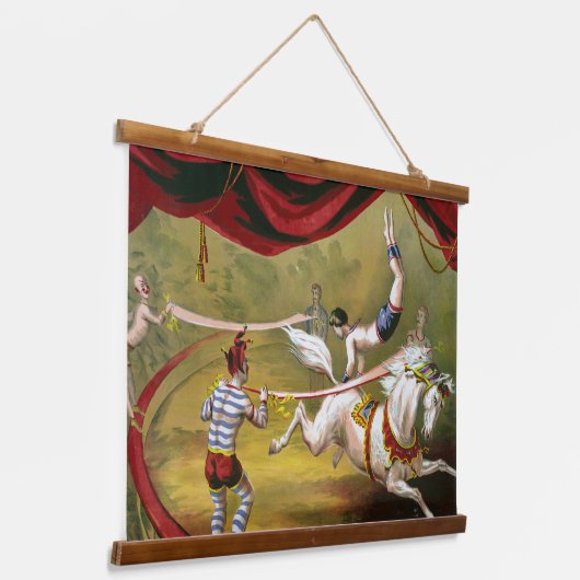 Circus Poster met Acrobat op paard. Hangend Wandkleed (Gebogen)