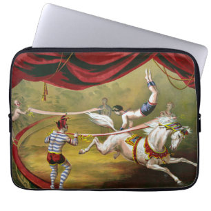 Circus Poster met Acrobat op paard. Laptop Sleeve