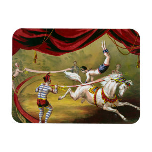 Circus Poster met Acrobat op paard. Magneet