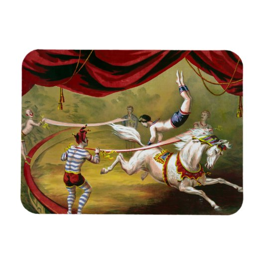 Circus Poster met Acrobat op paard. Magneet (Horizontaal)
