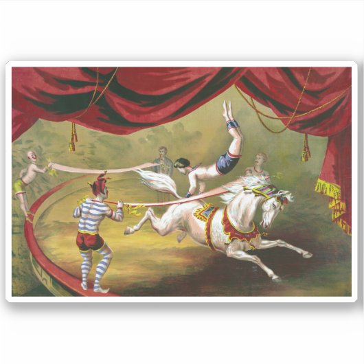 Circus Poster met Acrobat op paard. Sticker (Voorkant)