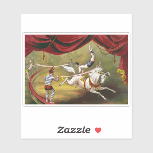 Circus Poster met Acrobat op paard. Sticker (Vel)