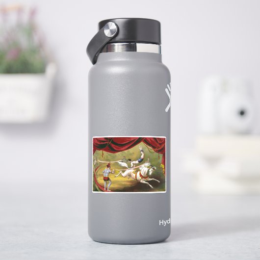 Circus Poster met Acrobat op paard. Sticker (HydroFlask)