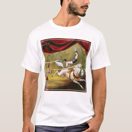 Circus Poster met Acrobat op paard. T-shirt (Voorkant)
