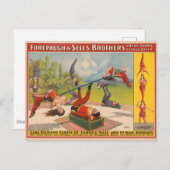 Circus Poster met acrobatische acts, circa 1899. Briefkaart (Voorkant / Achterkant)
