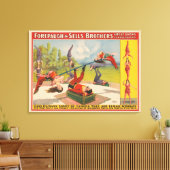 Circus Poster met acrobatische acts, circa 1899. Canvas Afdruk (Insitu (Woonkamer))