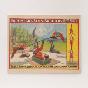 Circus Poster met acrobatische acts, circa 1899. Legpuzzel