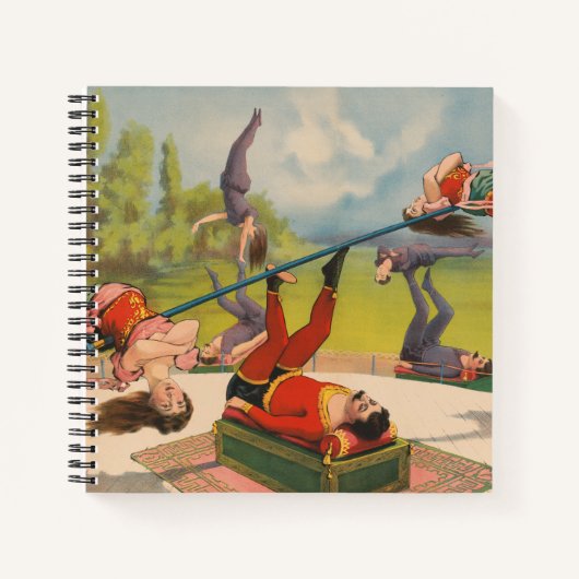 Circus Poster met acrobatische acts, circa 1899. Notitieboek (Voorkant)