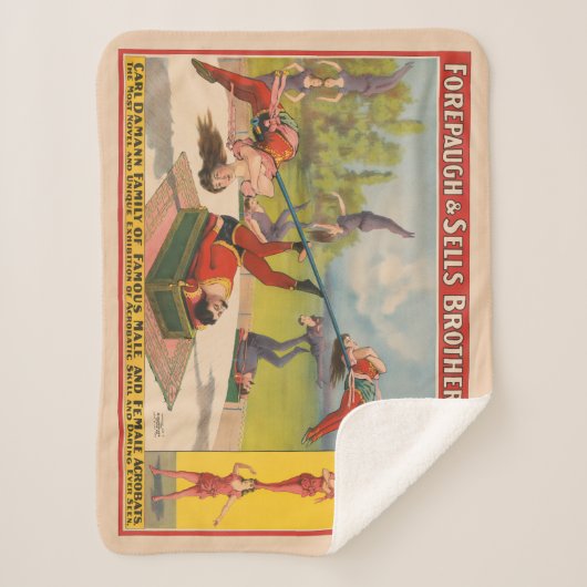 Circus Poster met acrobatische acts, circa 1899. Sherpa Deken (Voorkant)