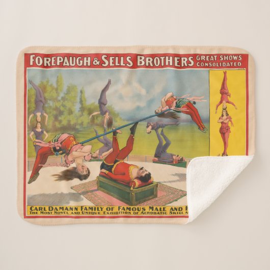 Circus Poster met acrobatische acts, circa 1899. Sherpa Deken (Voorkant (horizontaal))