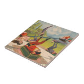 Circus Poster met acrobatische acts, circa 1899. Tegeltje (Zijkant)