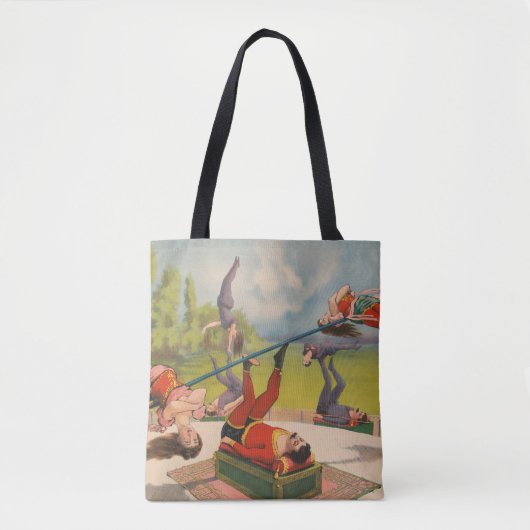 Circus Poster met acrobatische acts, circa 1899. Tote Bag (Voorkant)