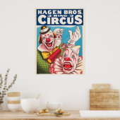 Circus Poster met clown gezichten en vuur cracker (Keuken)