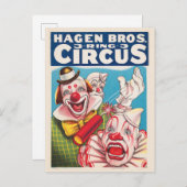 Circus Poster met clown gezichten en vuur cracker Briefkaart (Voorkant / Achterkant)