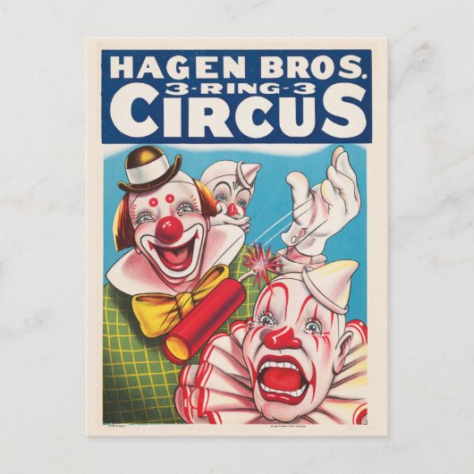 Circus Poster met clown gezichten en vuur cracker Briefkaart (Voorkant)