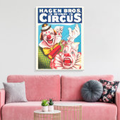Circus Poster met clown gezichten en vuur cracker Canvas Afdruk (Insitu (Woonkamer))