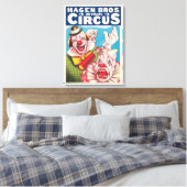 Circus Poster met clown gezichten en vuur cracker Canvas Afdruk (Insitu (Slaapkamer))