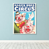 Circus Poster met clown gezichten en vuur cracker Canvas Afdruk (Insitu (Houten vloer))