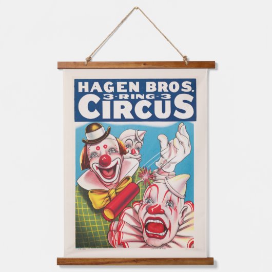 Circus Poster met clown gezichten en vuur cracker Hangend Wandkleed (Voorkant)