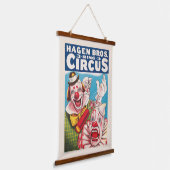 Circus Poster met clown gezichten en vuur cracker Hangend Wandkleed (Gebogen)