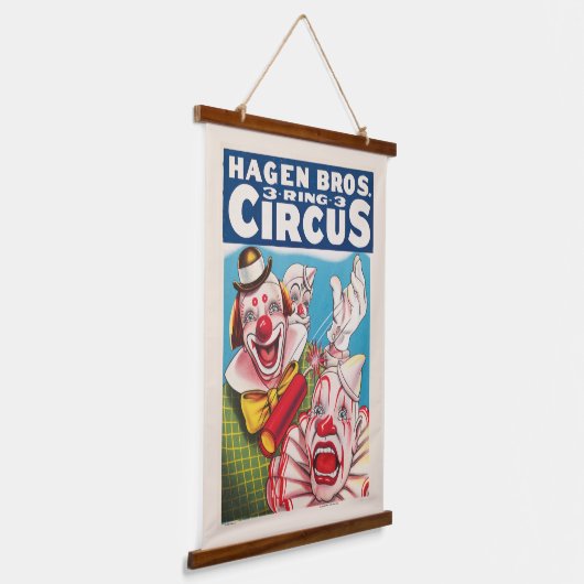 Circus Poster met clown gezichten en vuur cracker Hangend Wandkleed (Gebogen)