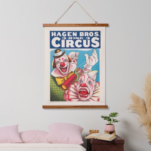 Circus Poster met clown gezichten en vuur cracker Hangend Wandkleed (Slaapkamer)