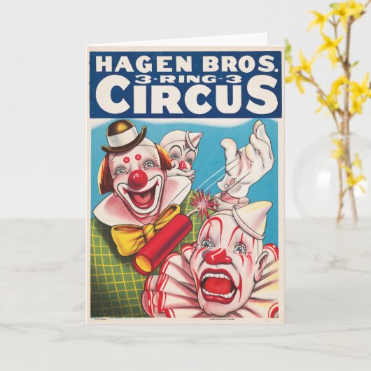 Circus Poster met clown gezichten en vuur cracker Kaart (Gele Bloem)