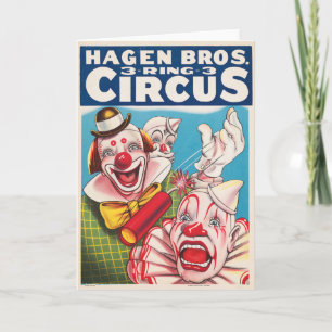Circus Poster met clown gezichten en vuur cracker Kaart