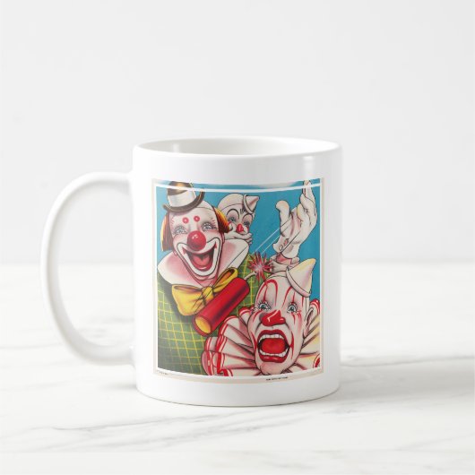 Circus Poster met clown gezichten en vuur cracker Koffiemok (Links)