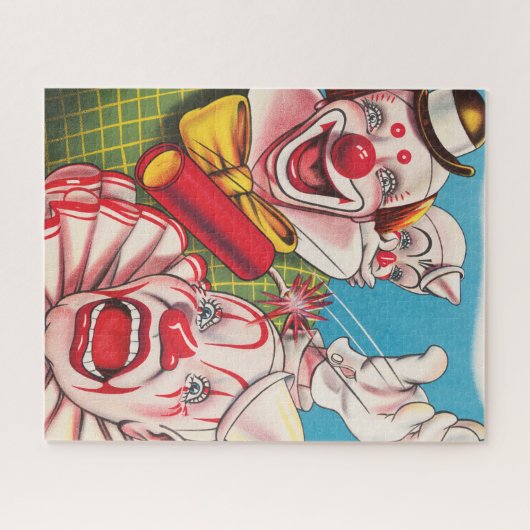 Circus Poster met clown gezichten en vuur cracker Legpuzzel (Horizontaal)