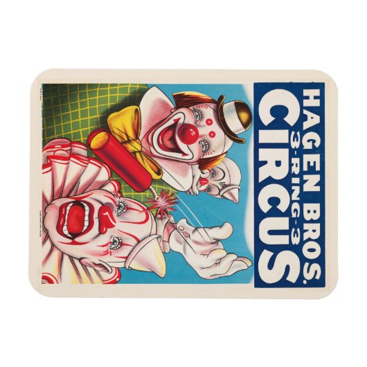 Circus Poster met clown gezichten en vuur cracker Magneet (Horizontaal)
