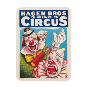 Circus Poster met clown gezichten en vuur cracker Magneet