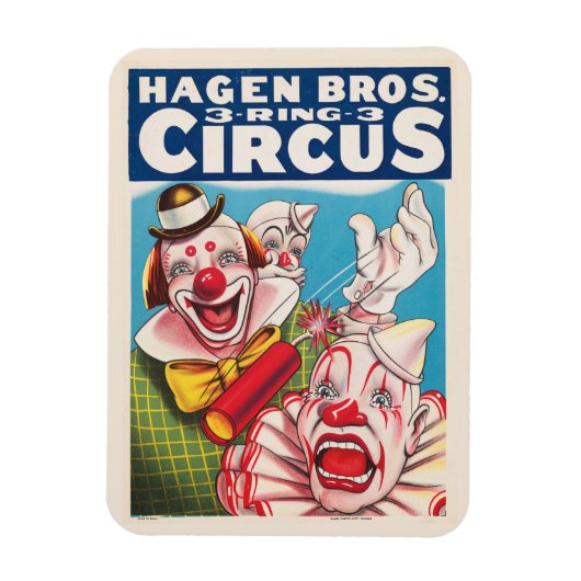 Circus Poster met clown gezichten en vuur cracker Magneet (Verticaal)