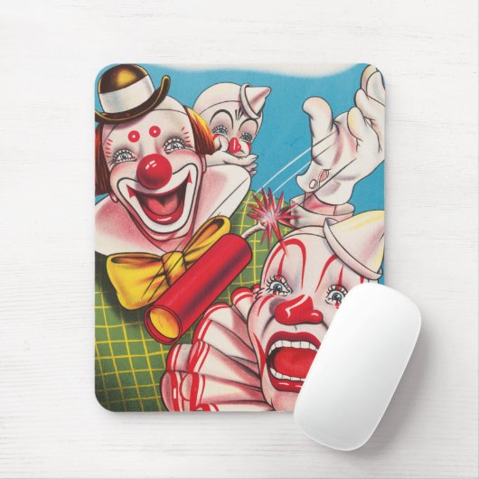 Circus Poster met clown gezichten en vuur cracker Muismat (Met muis)