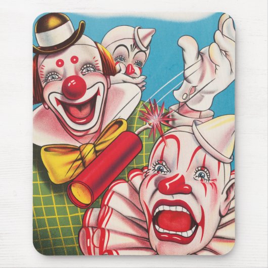 Circus Poster met clown gezichten en vuur cracker Muismat (Voorkant)