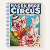 Circus Poster met clown gezichten en vuur cracker Notitieboek (Voorkant)